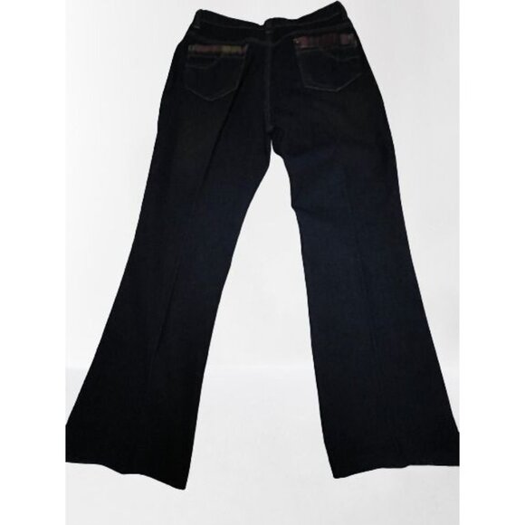 Shyger Series Women XL Patchwork Sequin Bootcut Jeans Dark Blue Mid-Rise Casual - Picture 2 of 10